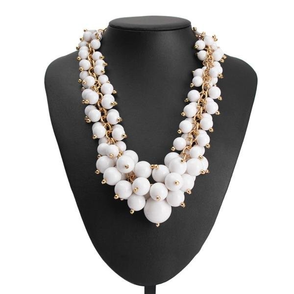 Candy Color Multi-Layer Beaded Choker Statement Pendant Necklace