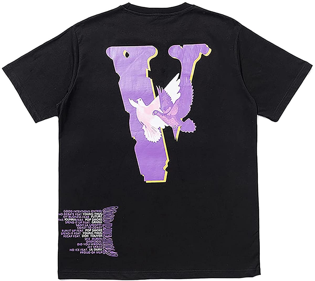 大VT恤男士衬衫V字母圆领上衣T 血时尚印花嘻哈短袖棉质宽松衬衫